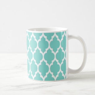 Türkis Aqua Welch marokkanisches Quatrefolienmuste Kaffeetasse
