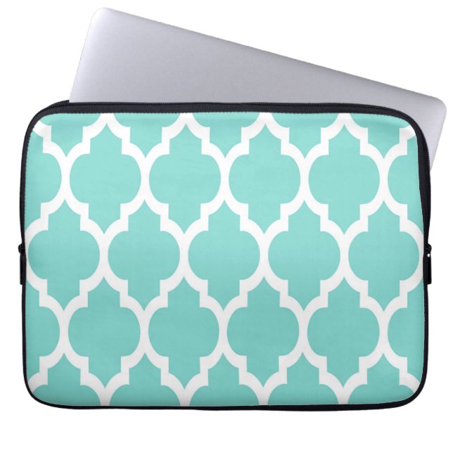 Türkis Aqua Welch marokkanisches Quatrefolienmuste Laptopschutzhülle (Vorderseite)