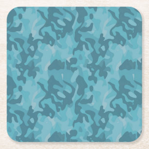 Türkis Aquamarin Blue Camouflage Untersetzer Set