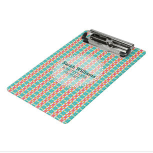 Türkis Aquamarin Orange Moderne Aztec Individuell Mini Klemmbrett