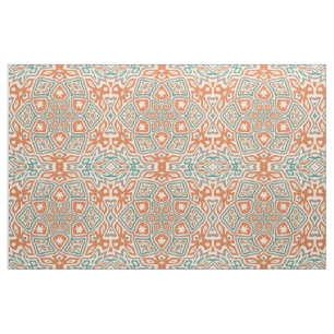 Türkis Aquamarin Orange Retro Nouveau Deko Muster Stoff