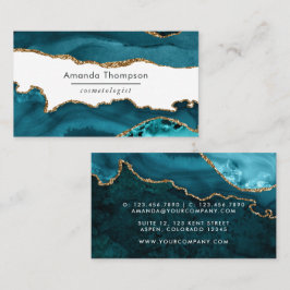 Türkis - Aquamarin und Gold Geode Agate Stone Visitenkarte