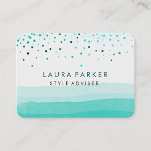 Türkis Aquamarin Watercolor Beach Blue Subtile Visitenkarte
