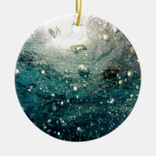 Türkis-aquamarines blaues Blasen-Wasser-Seemuster Keramik Ornament