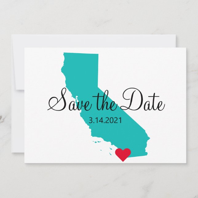 Türkis Aquamarines Wasserfarben Kalifornien Zielor Save The Date (Vorderseite)