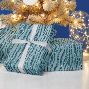 Türkis Aquamarines Zebra Print Glitzer Geschenkpapier