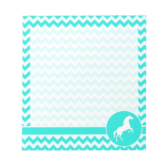 Türkis, Aquarellfarbe Zickzack; Reittiere Notizblock (Vorderseite)