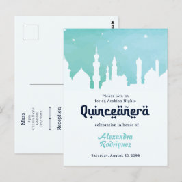 Türkis Arabian Nights Wasserfarbe Quinceñera Postkarte
