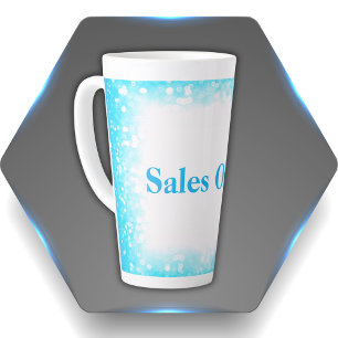 Türkis auf Weiß, Monogramm - Glitzer Milchtasse