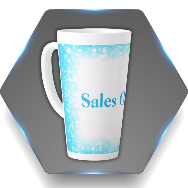 Türkis auf Weiß, Monogramm - Glitzer | Milchtasse (Von Creator hochgeladen)