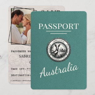 Türkis Australien Reisepass Save The Date