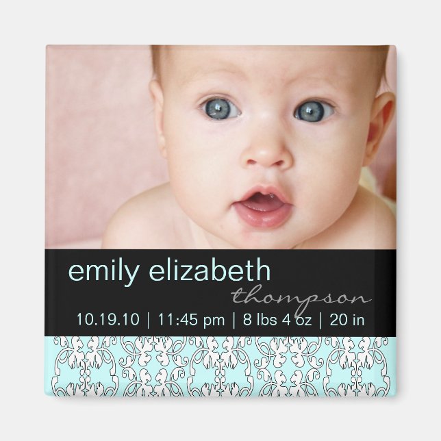 Türkis Baroque Baby Foto Magnet (Vorne)
