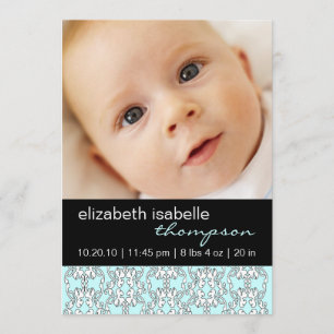 Türkis Baroque Baby Girl Foto Ankündigung