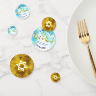 Türkis Bat Mitzvah Gold Fossil Wasserfarben Konfetti