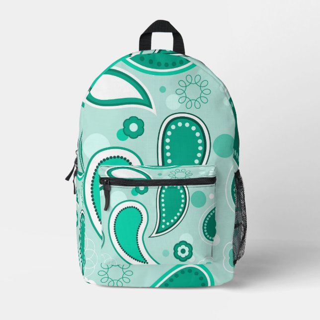 Türkis Bedruckter Rucksack (Vorderseite)