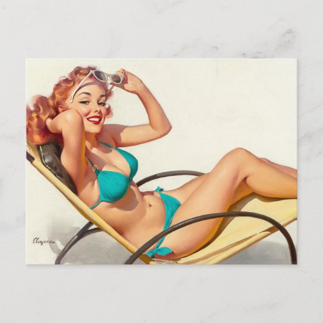 Türkis Bikini Button Up Postkarte (Vorderseite)