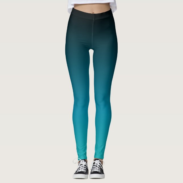 Türkis bis Schwarz Ombre Leggings (Vorderseite)