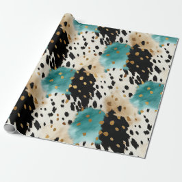 Türkis Black Cream Gold Western Cowgirl Cowhide Geschenkpapier