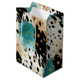 Türkis Black Cream Gold Western Cowgirl Cowhide Mittlere Geschenktüte