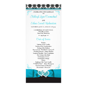 Türkis, Black Liebe Hearts Wedding Programm