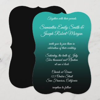 Türkis Black Ombre Elegante Calligrafy Wedding Einladung