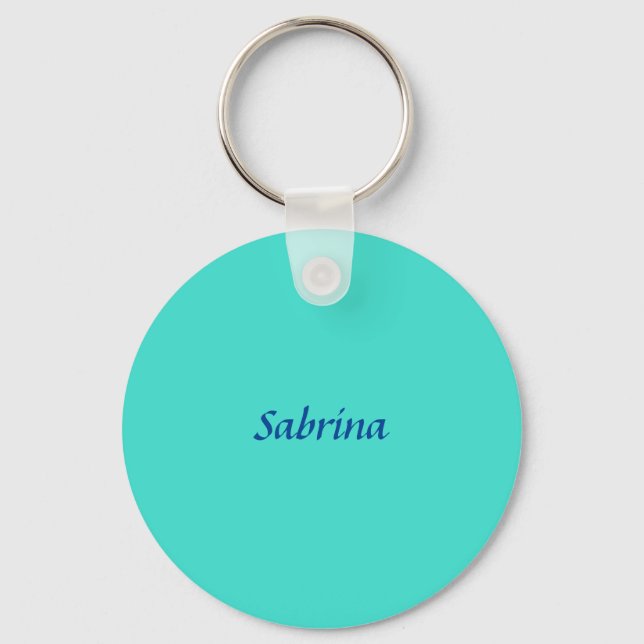 Türkis Blau Beruflich Moderne Eleganter Name Schlüsselanhänger (Vorderseite)