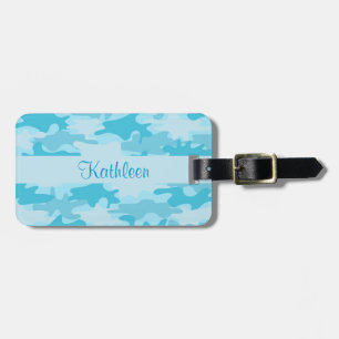 Türkis-Blau-Camouflage-Tarnungs-Name Gepäckanhänger