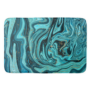 Türkis Blau & Gold Chic Wirbel Modern Abstrakt Badematte