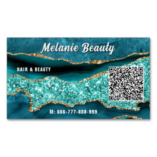 Türkis Blau Gold Ihre QR-Code Magnetische Visitenk Visitenkarte