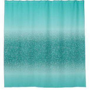 Türkis-Blau Ombre Glitzer-Blick-Duschvorhang Duschvorhang
