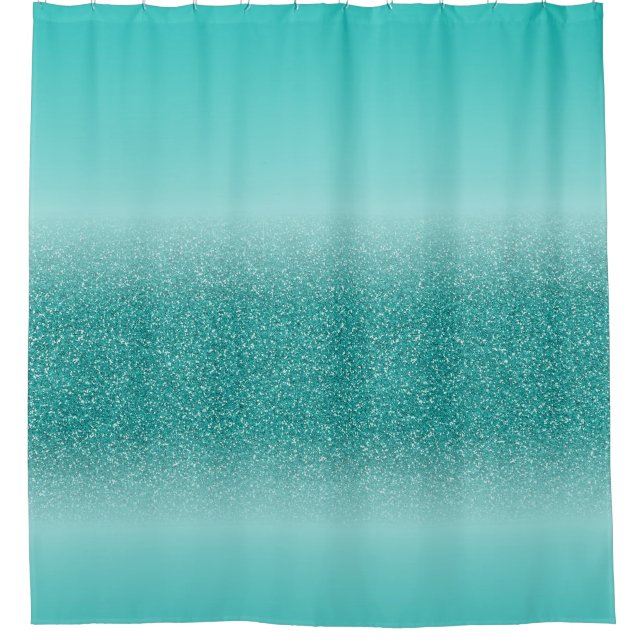 Türkis-Blau Ombre Glitzer-Blick-Duschvorhang Duschvorhang (Vorderseite)