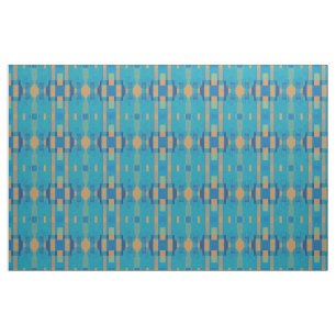 Türkis-Blau-orange geometrisches kariertes Muster Stoff