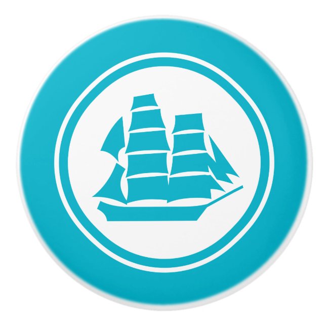 Türkis-Blau-Piraten-SchiffsseeKeramikgriff Keramikknauf (Vorderseite)