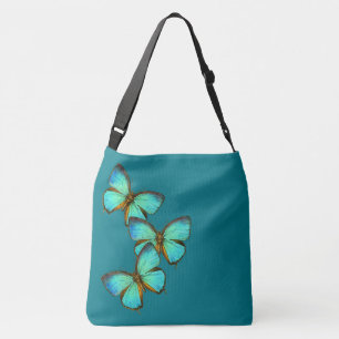 Türkis-Blau-Schmetterlings-Tier-Taschen-Tasche Tragetaschen Mit Langen Trägern