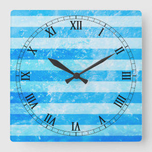 Türkis-Blau-Seestreifen Quadratische Wanduhr