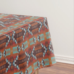 Türkis Blau Siena Orange Rote BrownTribal Art Tischdecke