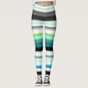 Türkis, blau und grau Abstrakte Streifen Leggings