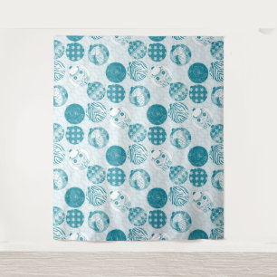 Türkis , Blau , Weihnachtsmuster Wandteppich