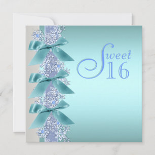 Türkis Blau Weiß Schneeflocke Sweet Sixteen Geburt Einladung