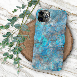 Türkis Blaue Graue Polygon-Mosaik-Kunstmuster iPhone 16 Pro Max Hülle