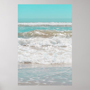 Türkis Blaue Himmel Ozean Meer Wellen Schaum Poster