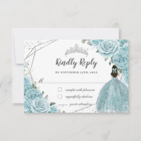 Türkis Blauer Floral Silver Quinceñera Princess