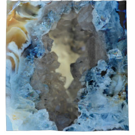 Türkis-blaues Grau-Creme Geode Kristall-Bild Duschvorhang