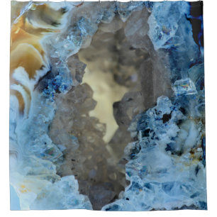 Türkis-blaues Grau-Creme Geode Kristall-Bild Duschvorhang