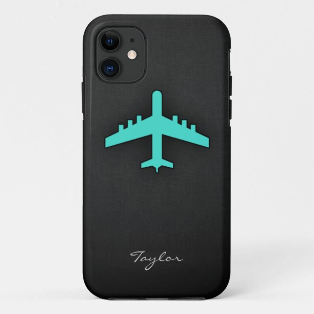 Türkis; blaues grünes Flugzeug Case-Mate iPhone Hülle (Rückseite)