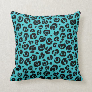 Türkis-blaues Schwarz-Leopard-Druck Kissen