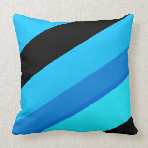 Türkis-blaues Schwarzes Stripes Wurfs-Kissen Kissen