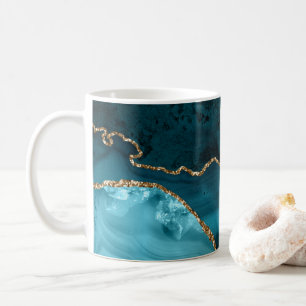 Türkis - Blaugrün und Gold Achat Kaffeetasse