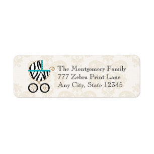 Türkis-Blauzebra-Druck-Kinderwagen-Wagenrücklauf