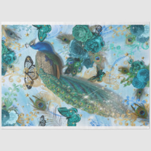Türkis Blue Aquacock Dekoupage Tissue Paper Seidenpapier